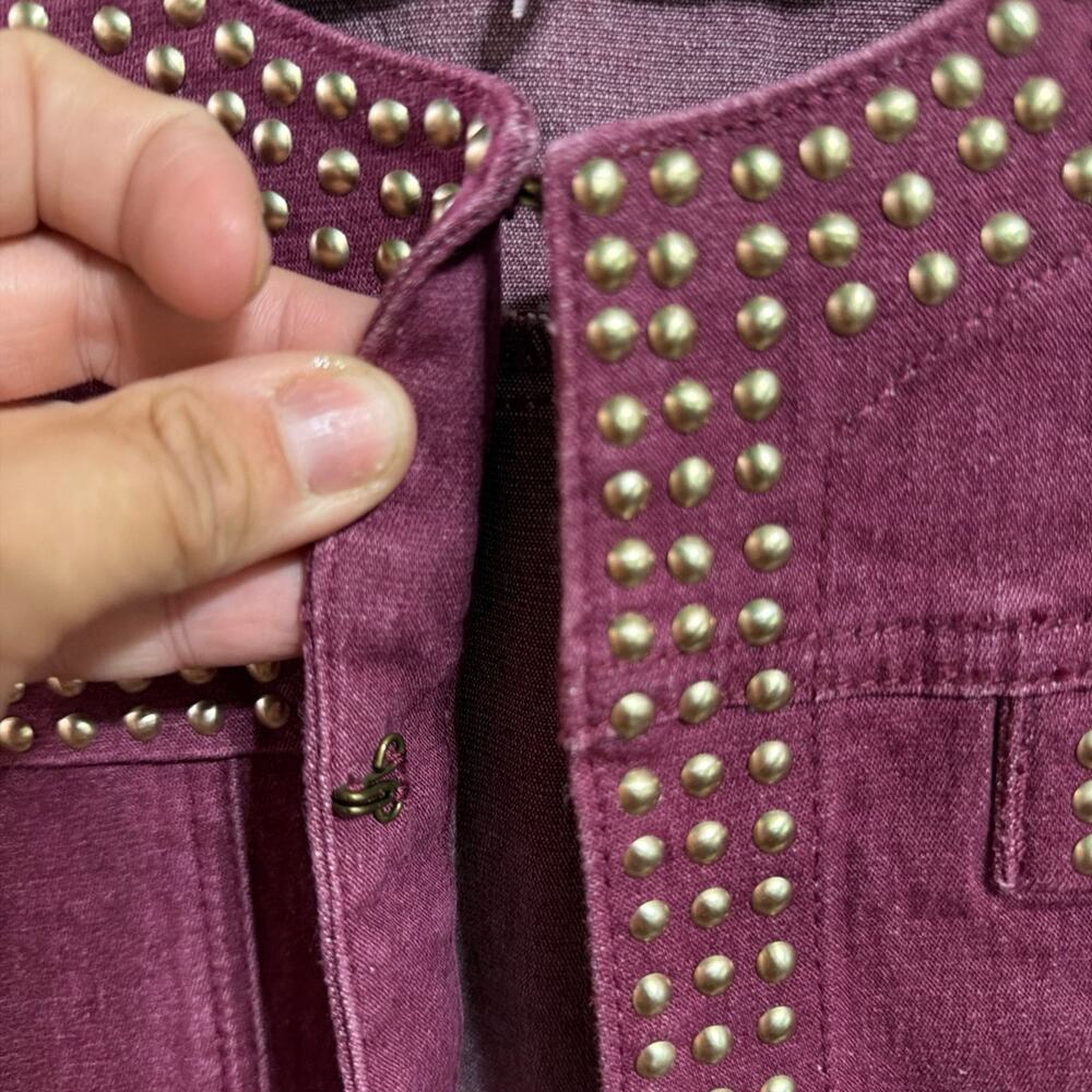 Vintage DG2 Purple Denim Studded Jacket with unique closures Size Medium - Picture 3 of 5